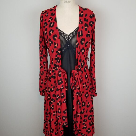 CAbi Sexy 5771 Siren Red Leopard Nylon Net Midi Wrap Dress * Ladies Size XS NEW - Picture 10 of 11